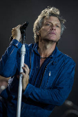 O cantor Bon Jovi em show no Rock in Rio em 2017