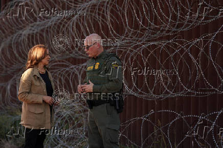 Democratic presidential nominee and U.S. VP Kamala Harris visits US-Mexico border