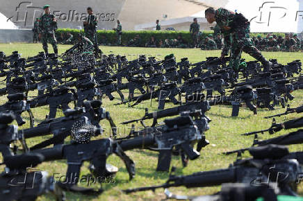 Security preparation before the inauguration of President-elect Prabowo Subianto and Vice President-elect Gibran Rakabuming Raka at the National Monument (Monas) in Jakarta