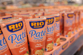 Rio Mare products are displayed on a shelf in a supermarket