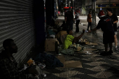 Anjos da Noite (Night Angels) NGO distributes food to homeless people on Christmas Eve in Sao Paulo