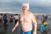 Polar Bear swim marking New Year's Day, at Coney Island in New York City