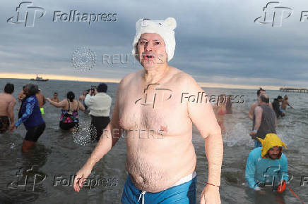 Polar Bear swim marking New Year's Day, at Coney Island in New York City