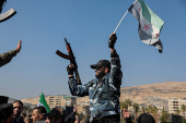 Demonstration of prisoners who were released from the  Sednaya prison in Damascus