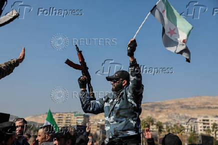 Demonstration of prisoners who were released from the  Sednaya prison in Damascus