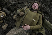 Ukrainian servicemen attend a training near the town of Siversk