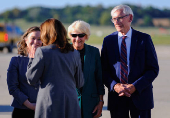 Democratic presidential nominee and U.S. Vice President Kamala Harris attends a campaign event in Madison