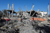 Aftermath of an Israeli strike on a house, in Deir Al-Balah in the central Gaza Strip