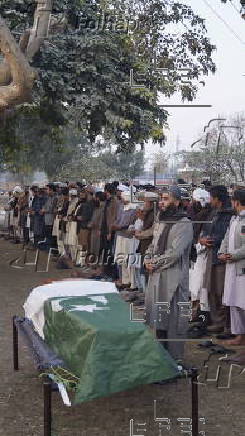 Funeral of a police officer who was killed by suspected militants in Dera Ismail Khan