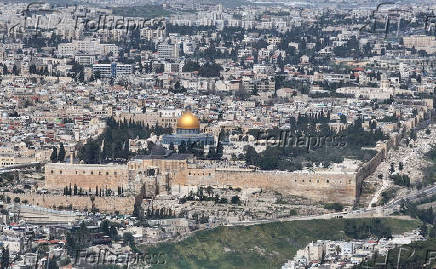A drone view shows the Dome of the Rock on Al-Aqsa compound, in Jerusalem's Old City