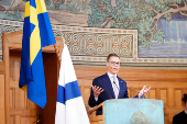 President of Finland, Stubb, speaks at University of Gothenburg