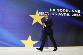 French President Emmanuel Macron holds speech on Europe's future at la Sorbonne