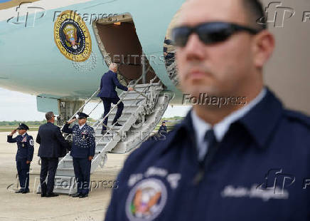 U.S. President Biden boards Air Force One as he departs Joint Base Andrews