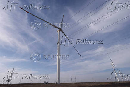 A general view of a Taiyuan New Energy Co wind farm, during an organised media tour, in Jiuquan