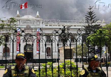 Members of unions and social organizations protest on the sidelines of the APEC summit in Lima