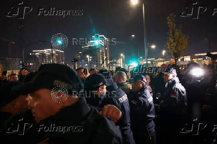 Protest over demolition and removal of Old Sava Bridge in Belgrade