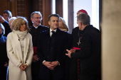 French President Macron visits the Notre-Dame Cathedral, in Paris