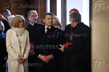 French President Macron visits the Notre-Dame Cathedral, in Paris