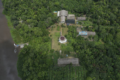 Vista de drone da Eco-Fazenda Escola Pat An, em Breves (PA)