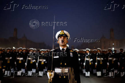 Indian soldiers march during a rehearsal for the upcoming Republic Day parade in New Delhi