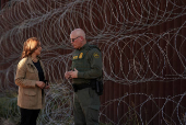 Democratic presidential nominee and U.S. VP Kamala Harris visits US-Mexico border