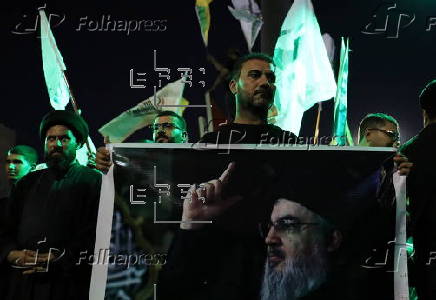 Protest against the killing of Hezbollah leader Hassan Nasrallah in Karbala