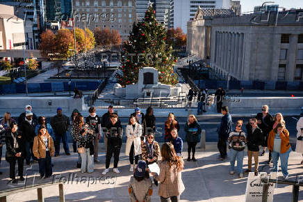 People gather to protest against Project 2025