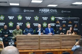 Coletiva de imprensa sobre operao Torniquete na Cidade da Polcia no RJ