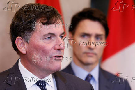 Canada's Minister of Public Safety, Democratic Institutions and Intergovernmental Affairs Dominic LeBlanc takes part in a press conference on Parliament Hill in Ottawa