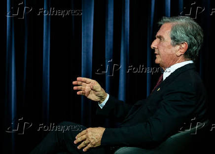 O senador Fernando Collor (PROS-AL), durante entrevista  Folha e ao UOL em Braslia