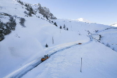 Snow clearing at the San Bernardino Pass in Spluegen, Switzerland