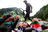 Cows get traditional bells before the annual Viehscheid festival in Bad Hindelang