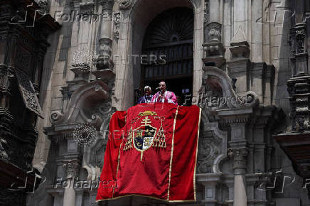 Catholic faithul celebrate the Lord of Miracles, in Lima