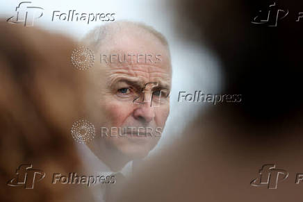 Ireland's Tanaiste Micheal Martin holds an election campaign