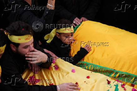 Funeral of Hezbollah fighters who were killed during hostilities with Israeli forces, in Maarakeh