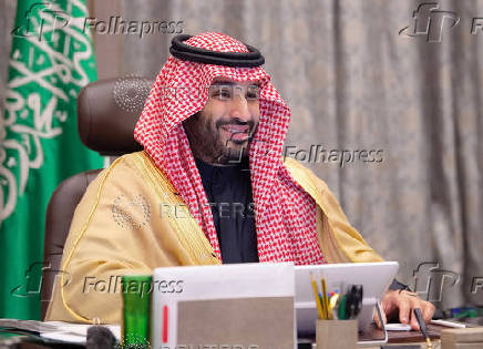 Saudi Crown Prince Mohammed bin Salman chairs first season of the Saudi-Bahraini Coordination Council, virtually with Bahrain's Prime Minister and Crown Prince Salman bin Hamad al-Khalifa, in Riyadh, Saudi Arabia