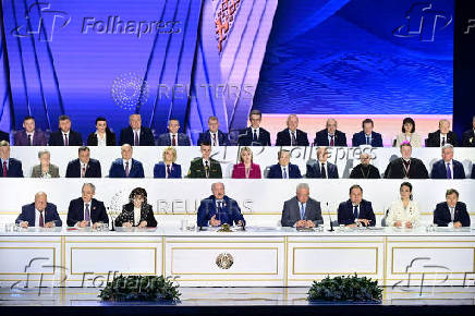 Belarusian President Lukashenko addresses the Belarusian People's Congress in Minsk