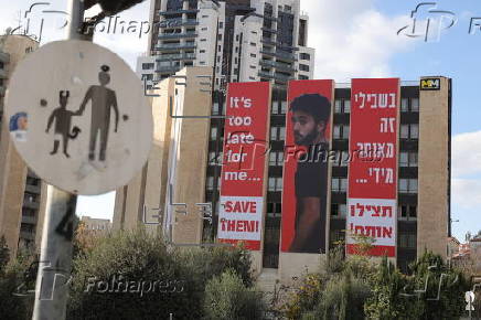 Billboards in Jerusalem call for release of Israeli hostages held in Gaza