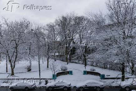 Neve  avista acumulada em Jersey City nos Estados Unidos