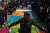 Catholic faithul celebrate the Lord of Miracles, in Lima