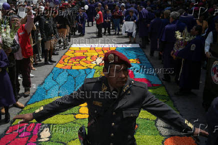 Catholic faithul celebrate the Lord of Miracles, in Lima