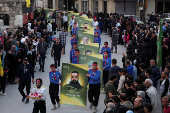 Funeral of Hezbollah fighters who were killed during hostilities with Israeli forces, in Maarakeh