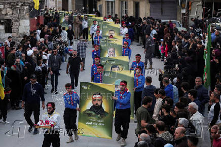 Funeral of Hezbollah fighters who were killed during hostilities with Israeli forces, in Maarakeh