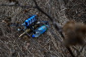 Ukrainian servicemen practice with an FPV drone, in Kharkiv region