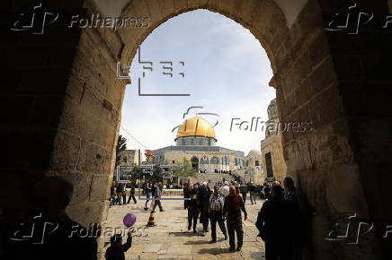 Muslims attend Friday prayer of Ramadan at Al-Aqsa Mosque in Jerusalem