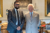 King Charles III during an audience with President of Guyana Mohamed Irfaan Ali at Dumfries House in Cumnock