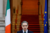 Taoiseach (Prime Minister) Simon Harris makes a statement at Government Buildings calling a General Election, in Dublin