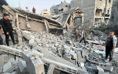 Aftermath of Israeli strike on a house in Gaza's Jabalia