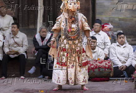 Hindu devotees take part in Naradevi dance festival in Kathmandu