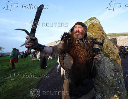 Winter solstice at 5000-year-old stone age tomb of Newgrange in Ireland